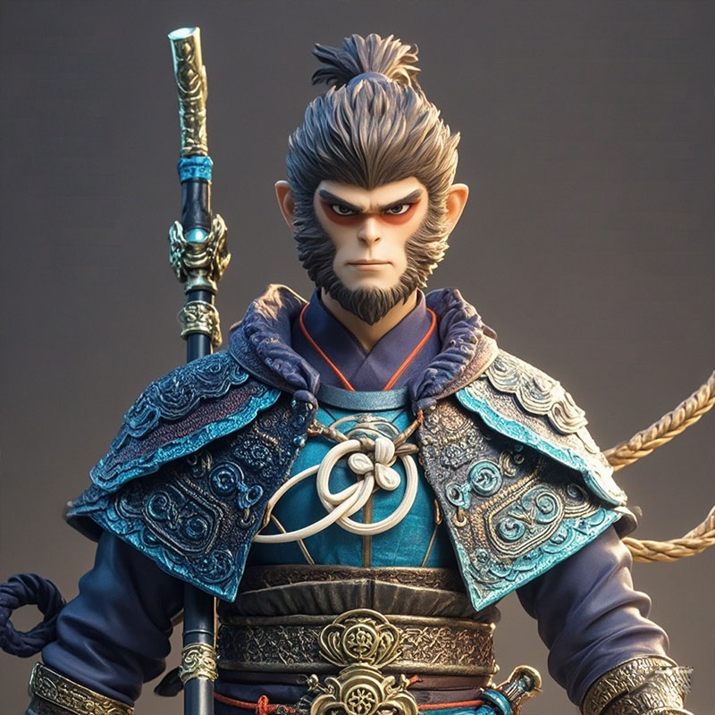 定制游戲動漫角色天命人高度還原彩色PVC塑膠玩具開模定制廠家